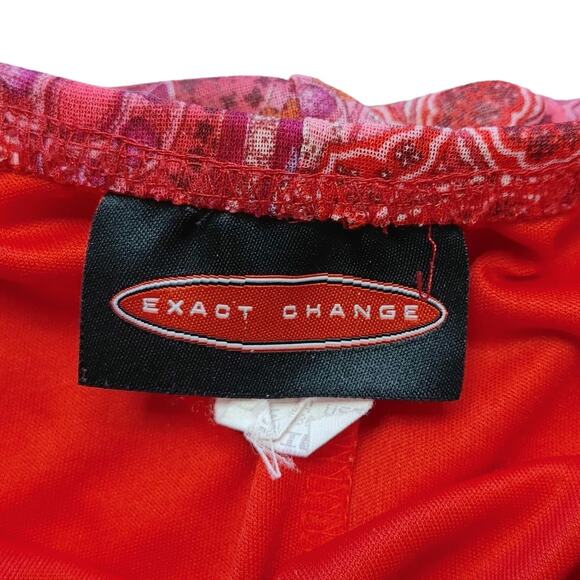 Exact Change Vintage Red Pink Skirt Size Medium Polyester Summer - Picture 2 of 6